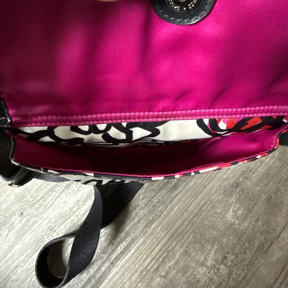 COACH‎ Graffiti Kyra Poppy Black White Red Sateen Shoulder Crossbody Bag F16864 - Picture 9 of 11